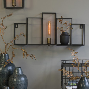 Applique Bally mat noir métal rectangulaire 65×30 cm E27 applique murale