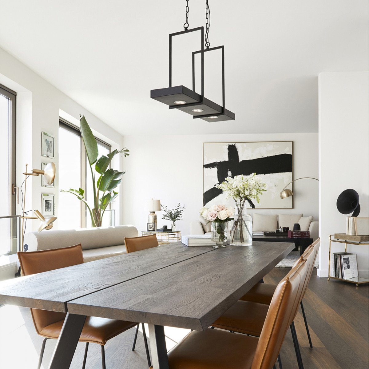 Suspension sur chaîne Tray à 3 lumières avec LED incluses (105780) | Nostalux.fr