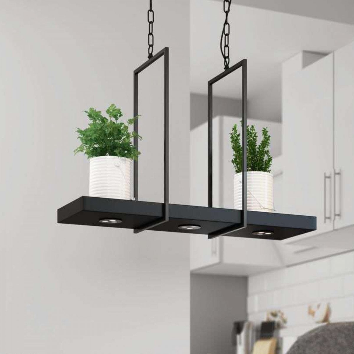 Suspension sur chaîne Tray à 3 lumières avec LED incluses (105780) | Nostalux.fr