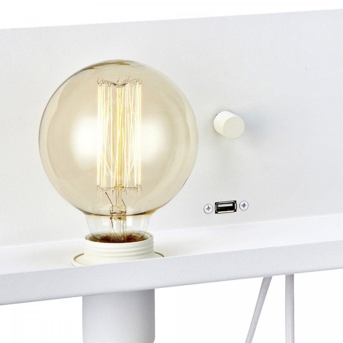 Applique murale blanche multi usages USB (106969) | Nostalux.fr