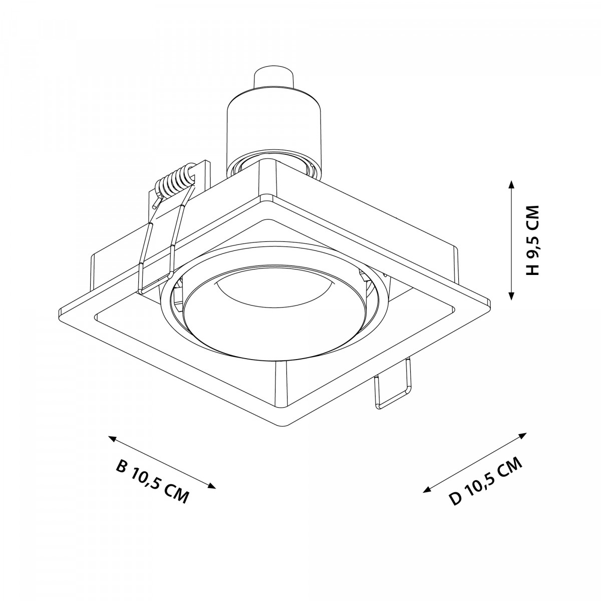 Set de 3 spots à encastrer Bjorn 1 (7666X3) noirs carrés orientables| Nostalux.fr