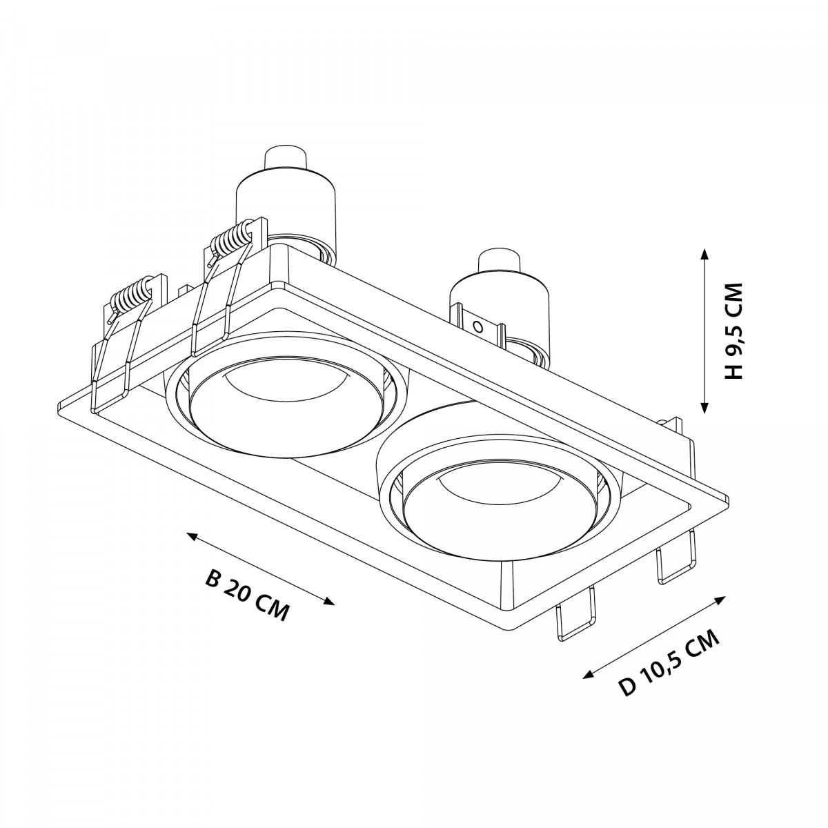 Set de 3 doubles spots encastrables Bjorn 2 (7668X3) noirs orientables| Nostalux.fr