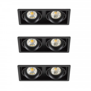 Set de 3 doubles spots encastrables Bjorn 2 (7668X3) noirs orientables| Nostalux.fr
