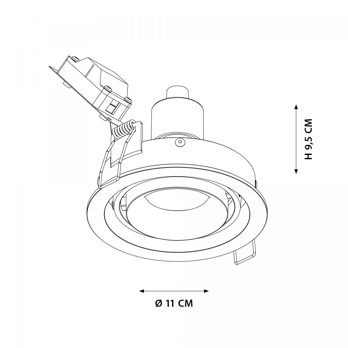 Spot de plafond rond noir Bjorn 1 (7670) orientable à encastrer | Nostalux.fr