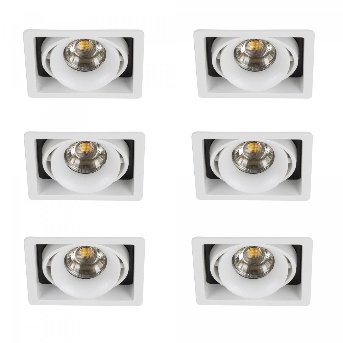 Set de 6 spots encastrables Bjorn 1 (7665X6) blancs carrés orientables | Nostalux.fr