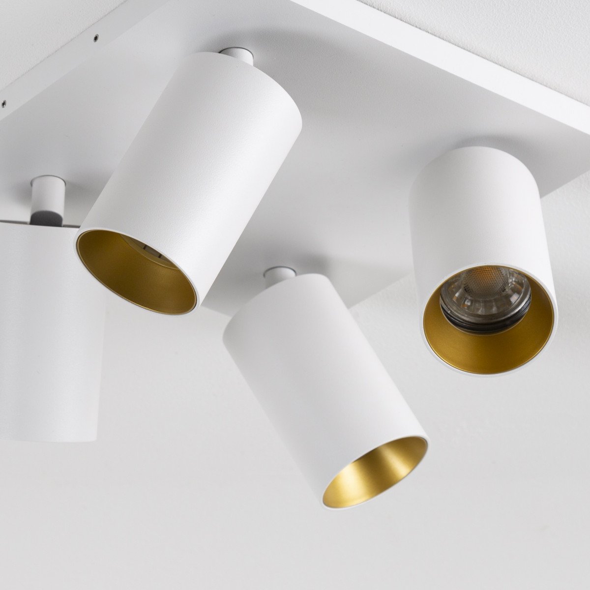 Spot encastrable visible Mila 4 blanc / or