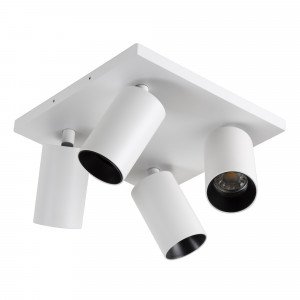 Spots en saillie orientables sur base carrée Mila 4 blanc/noir (7721) | Nostalux.fr