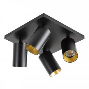 Spot en saillie orientable Mila 4 noir / or