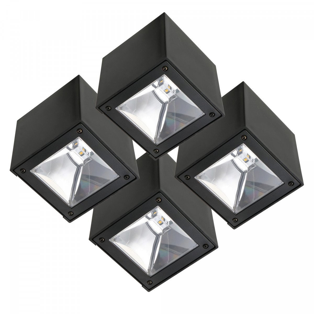 Lot 4 spots cubes noirs LED Solar Cube 