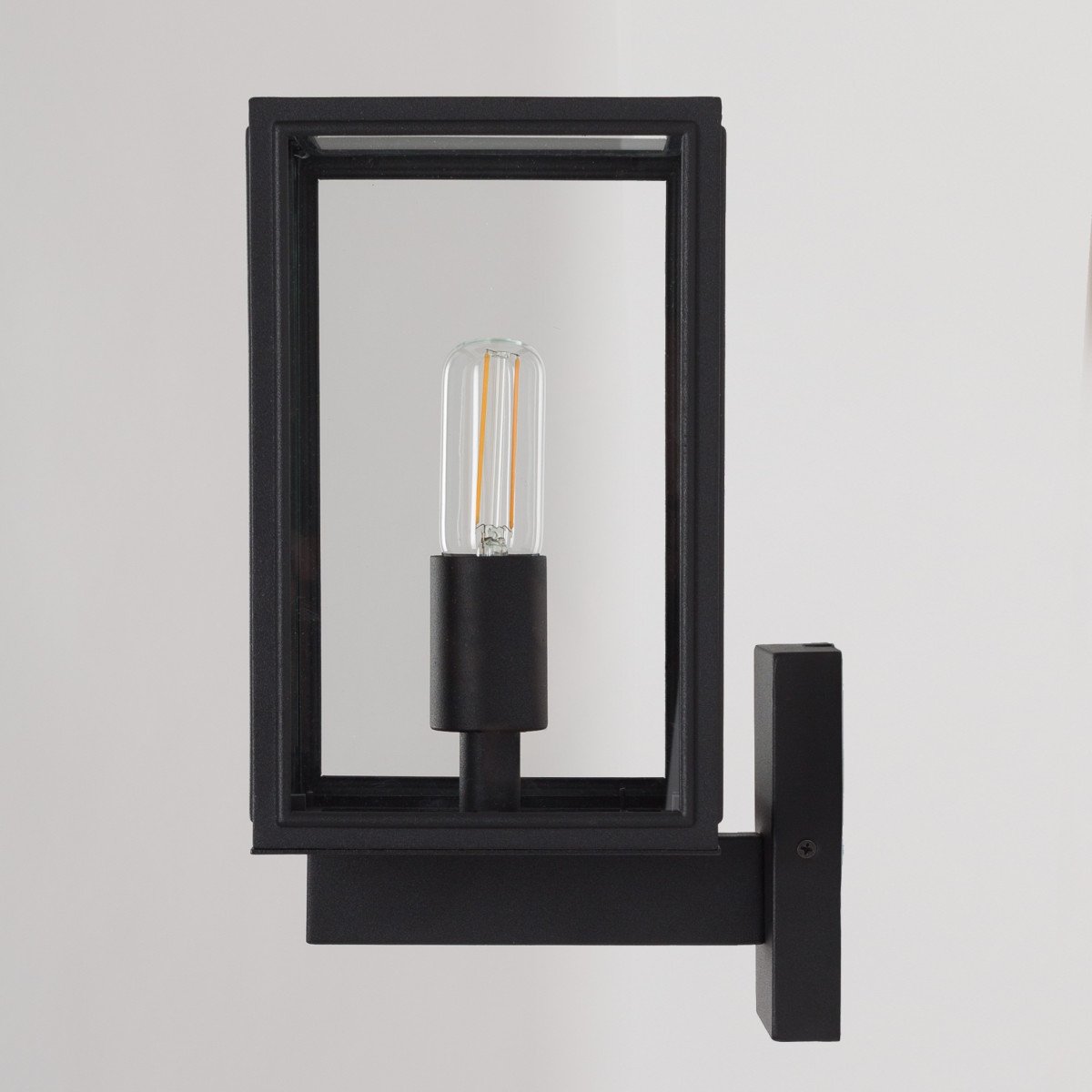 Lampe d'extérieur noire moderne avec verre clair pour éclairage mural extérieur