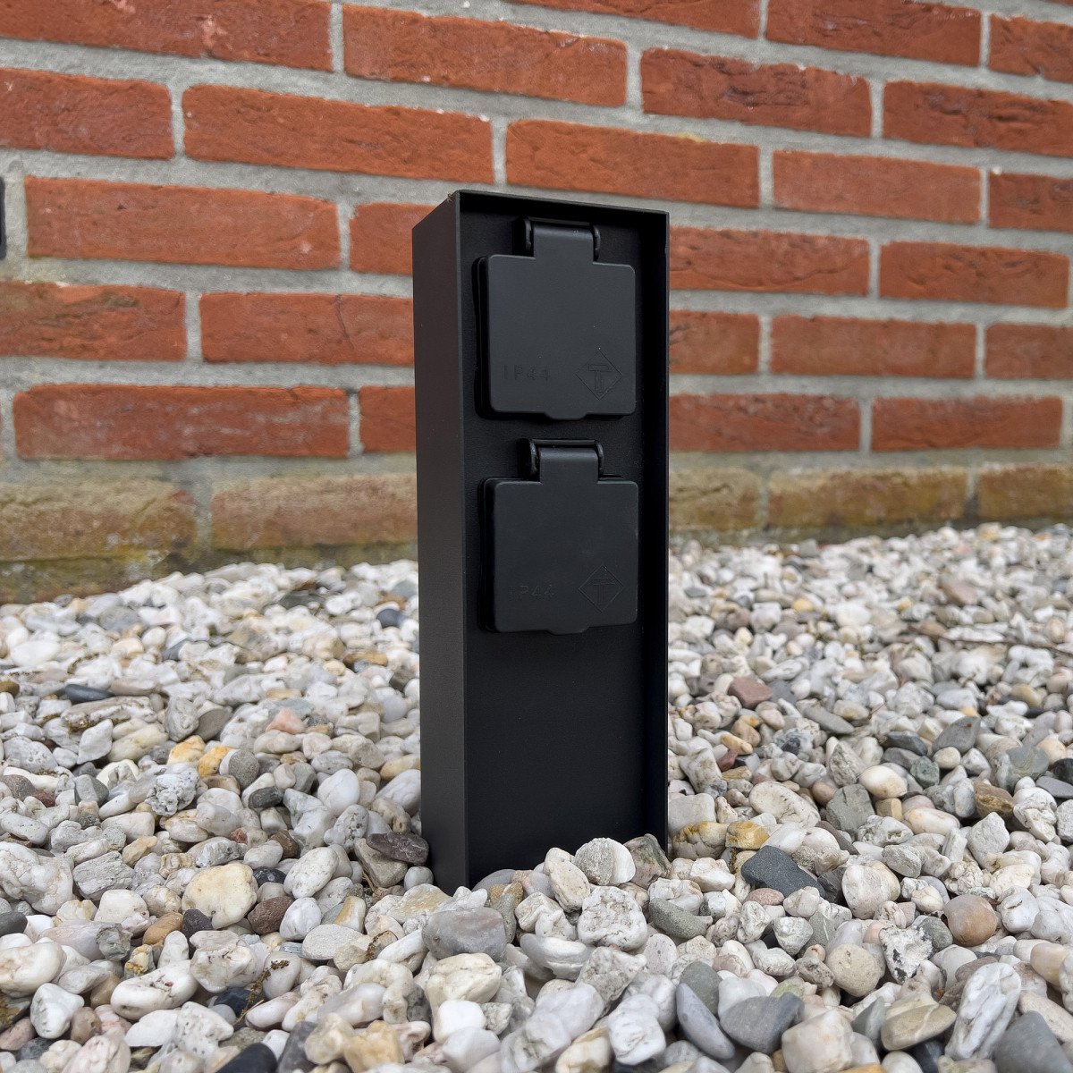 Prise de jardin Charge 2 noir double prise extérieure