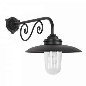 Robuste col de cygne en fonte noire Ardennes (7587) appliqua d'extérieur 