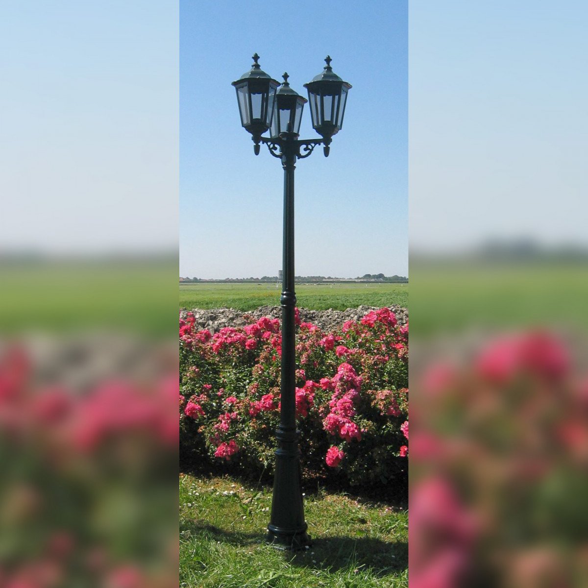 Grand lampadaire de jardin Ancona à 3 bras de KS Lighting classique 