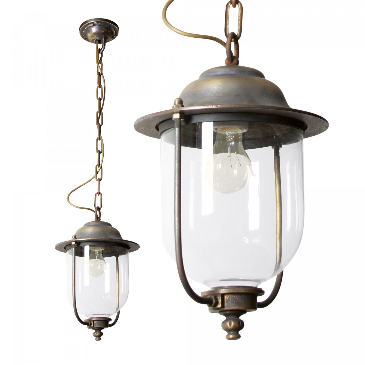 Lampe de véranda en bronze, suspension à chaîne Lindau XL 1421