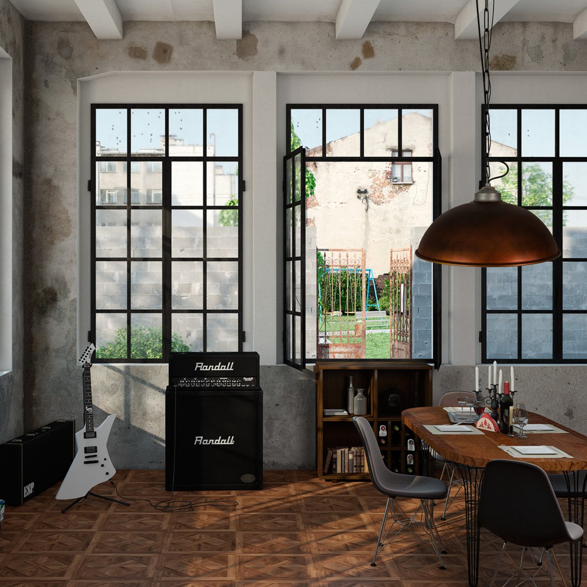 Suspension industrielle noir (6503k4) de KS Lighting  | Nostalux.fr