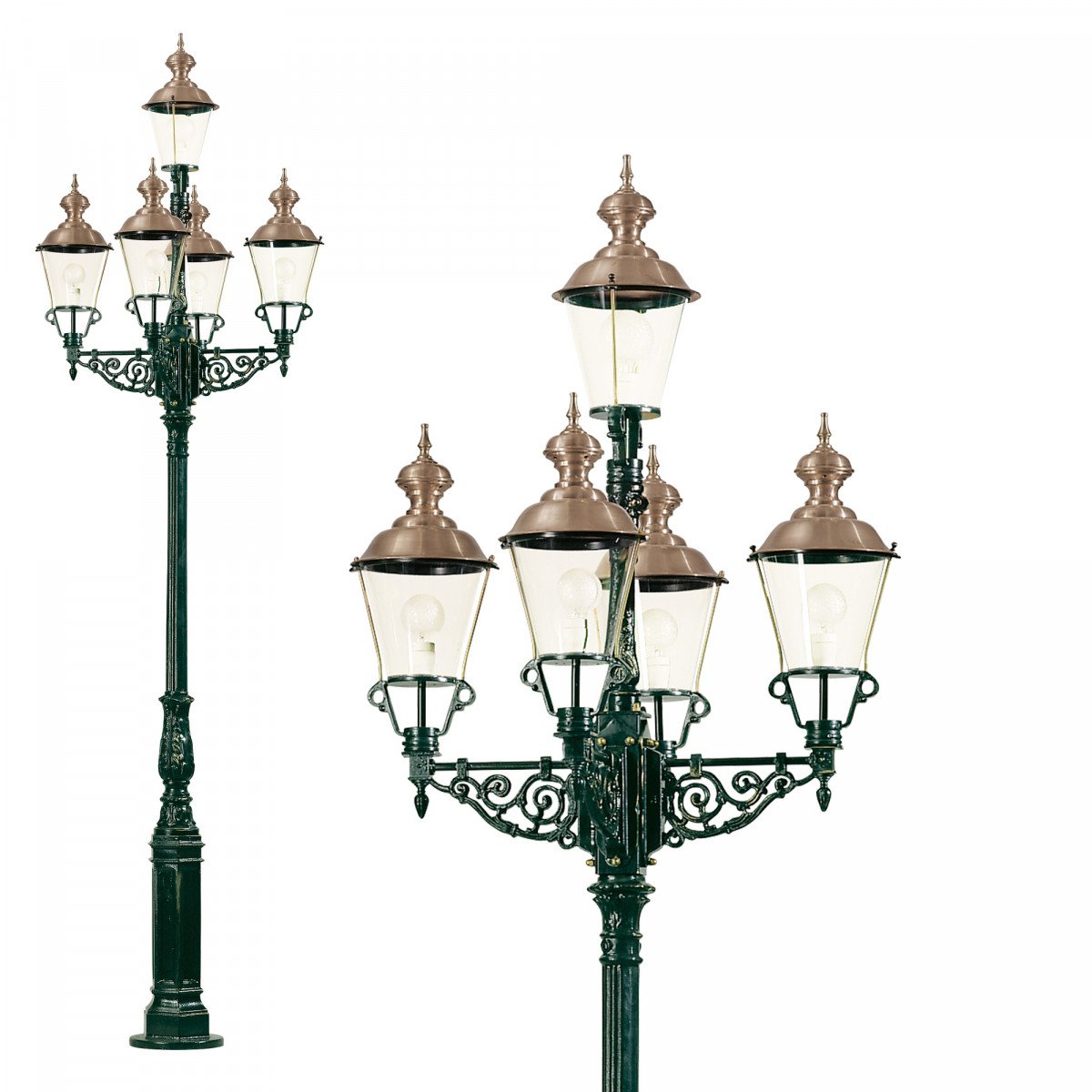 Lampadaire de jardin Monaco (0402) à 5 lanternes de KS Outdoor Lighting | Nostalux.fr