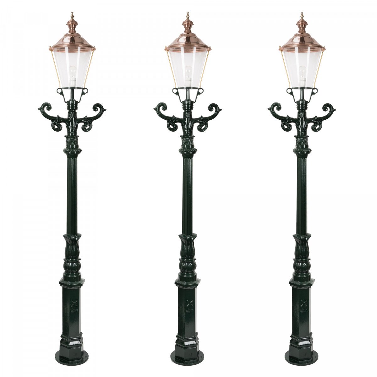 Set de 3 lampadaires De Zaan (0605) avec lanternes rondes