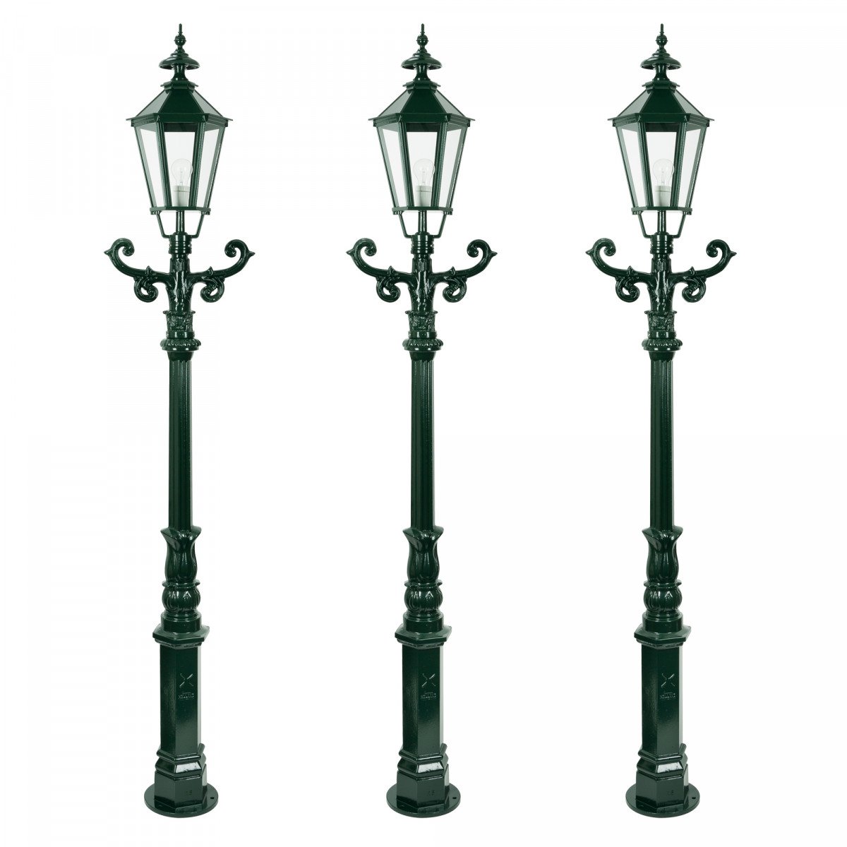  Set de 3 lampadaires de jardin De Kennemer avec lanternes hexagonales