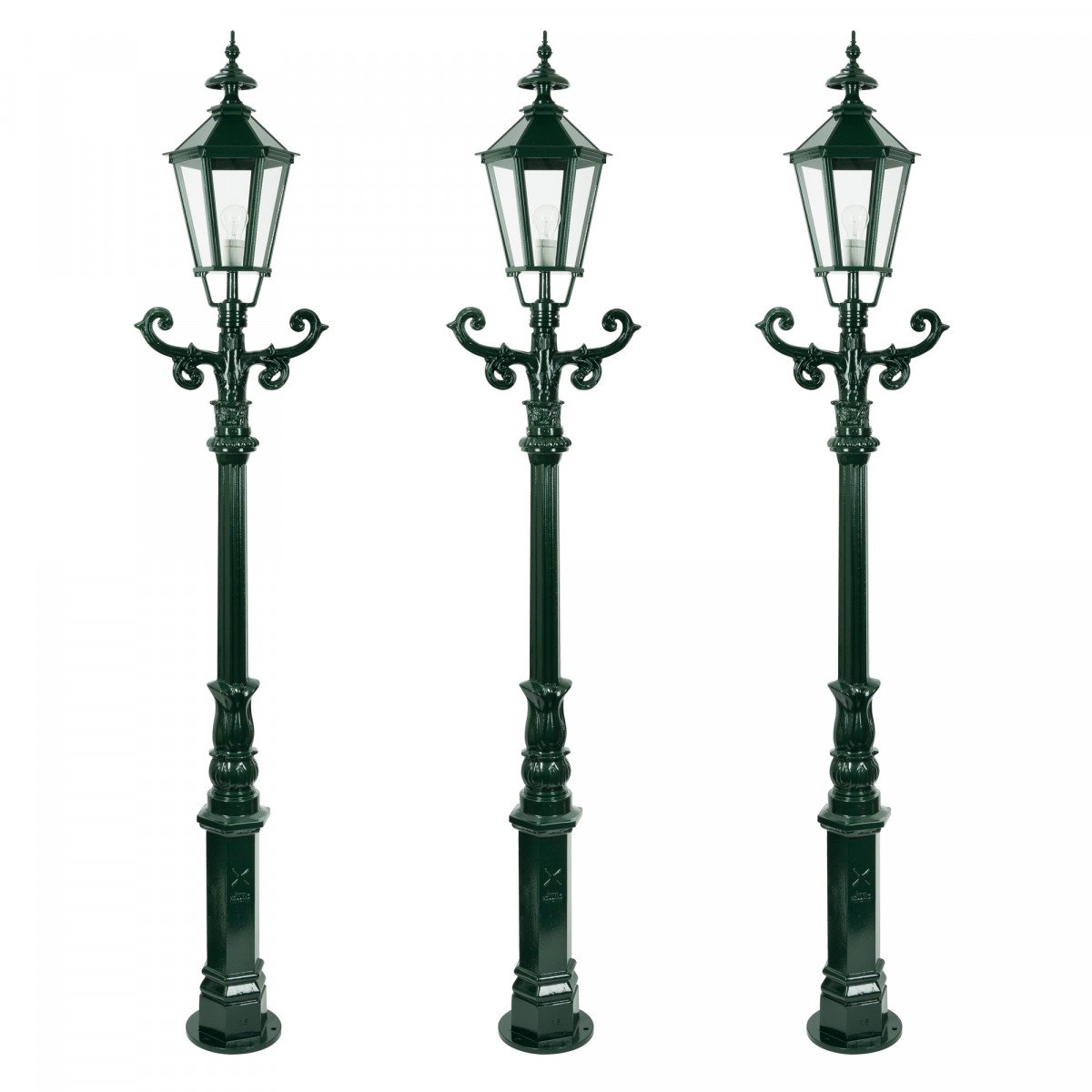  Set de 3 lampadaires de jardin De Kennemer avec lanternes hexagonales