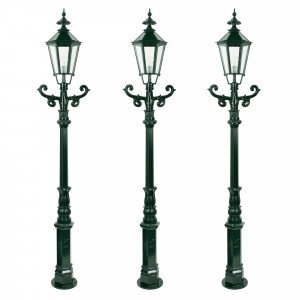  Set de 3 lampadaires de jardin De Kennemer avec lanternes hexagonales