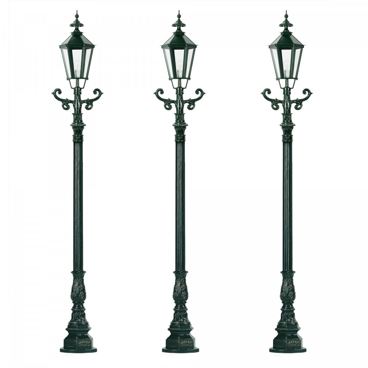 Set de 3 lampadaires de jardin Siegburg (3x0909) avec lanternes hexagonales