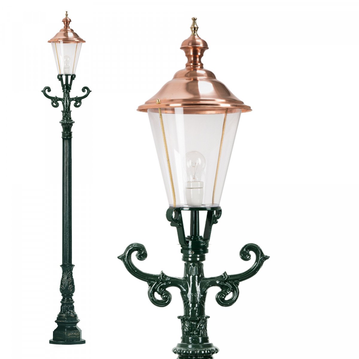 Set de 3 lampadaires de jardin Stuttgart avec lanternes rondes de KS Lighting