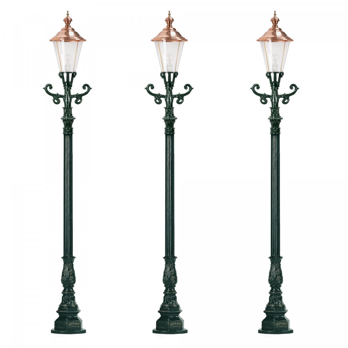 Set de 3 lampadaires de jardin Stuttgart avec lanternes rondes de KS Lighting