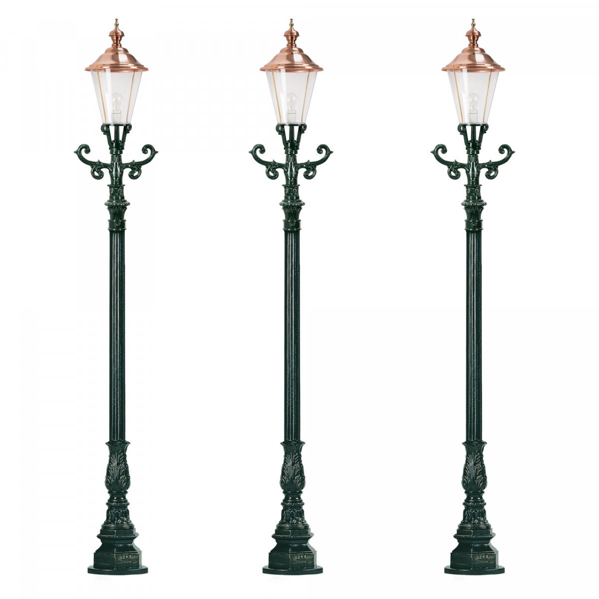 Set de 3 lampadaires de jardin Stuttgart avec lanternes rondes de KS Lighting