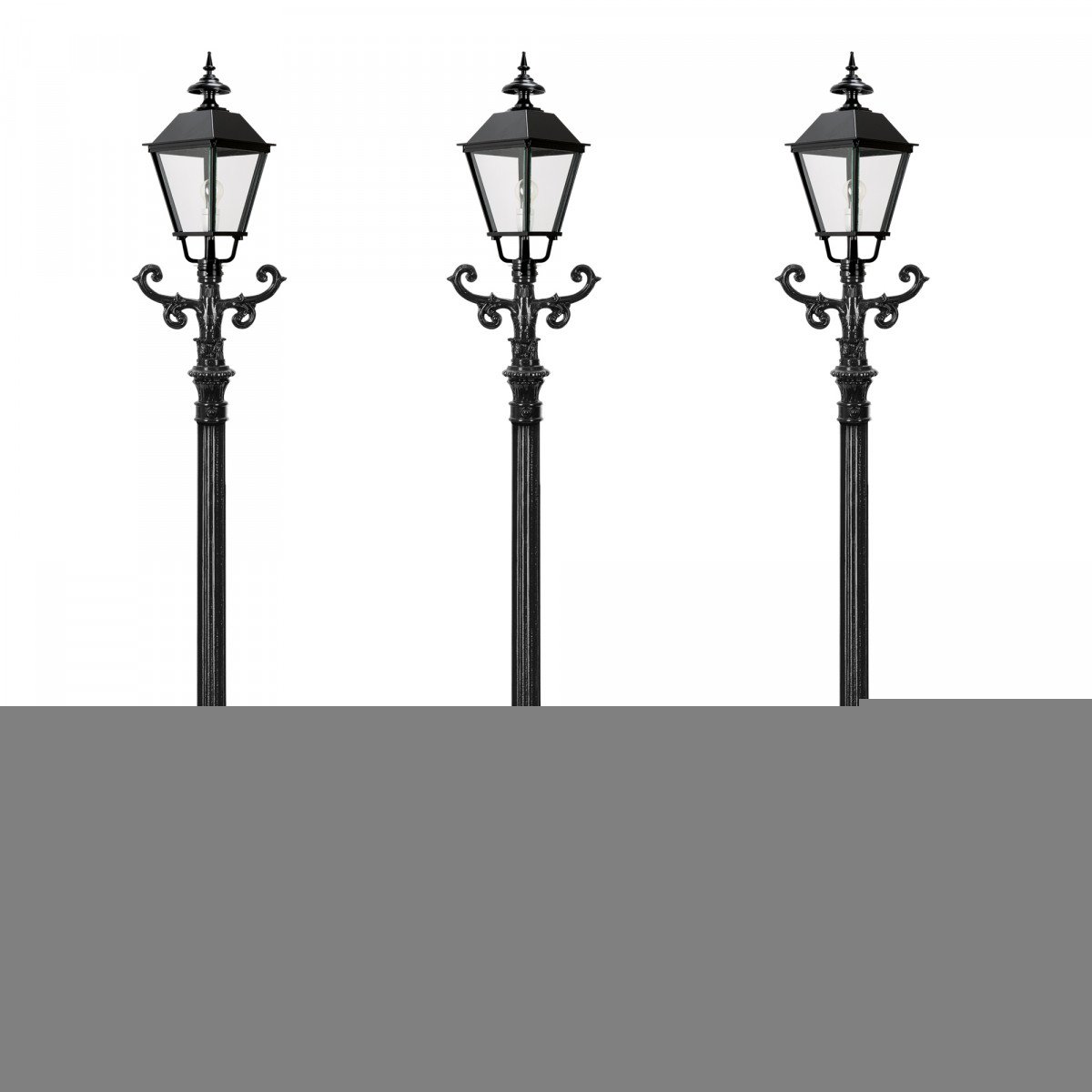 Set de 3 lampadaires de jardin Aken de KS Lighting avec lanternes carrées