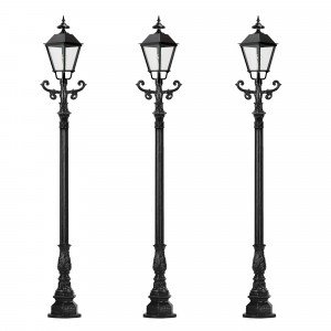 Set de 3 lampadaires de jardin Aken de KS Lighting avec lanternes carrées