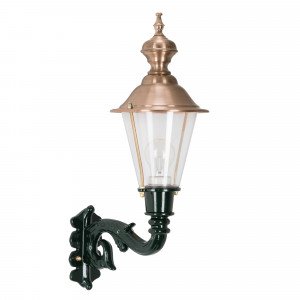 Éclairage extérieur campagnard - lampe extérieure classique KS Hoorn montante verte - ronde en cuivre koper Éclairage extérieur campagnard - lampe extérieure classique KS Hoorn montante verte - ronde en cuivre koper