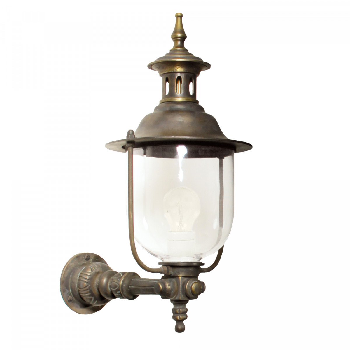 lampe d'extérieur montante en bronze avec lanterne ronde 