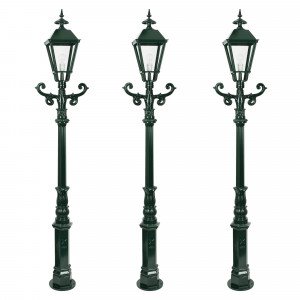 Set de 3 lampadaires de jardin Nottingham avec lanternes carrées   Set de 3 lampadaires de jardin Nottingham avec lanternes carrées
