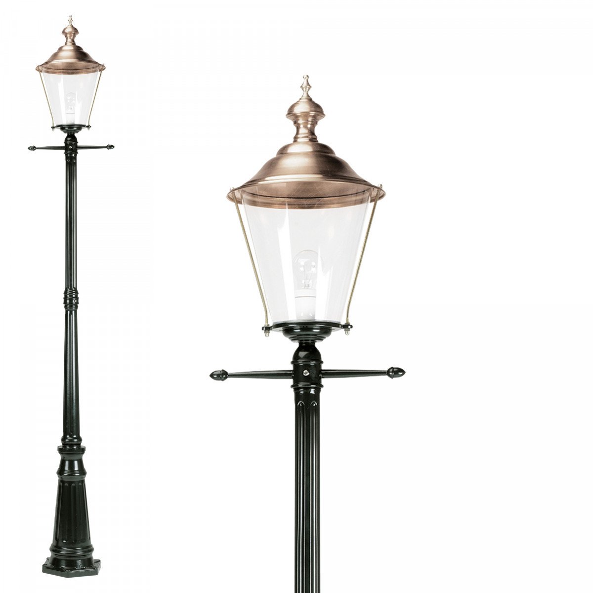 Lampadaire de jardin Medan (5028) avec lanterne ronde et support d'échelle