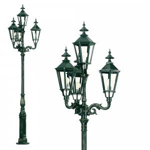 Lampadaire de jardin Brussel (Bruxelles) (0501) à 4 lanternes hexagonales de KS Lighting | Nostalux.fr