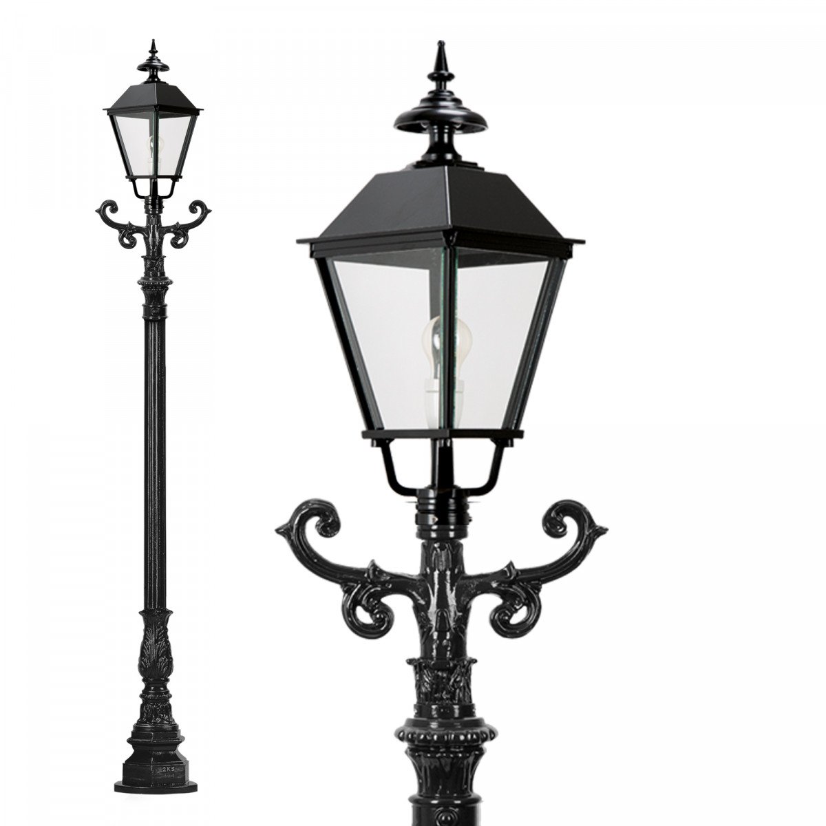 Set de 3 lampadaires de jardin Aken de KS Lighting avec lanternes carrées