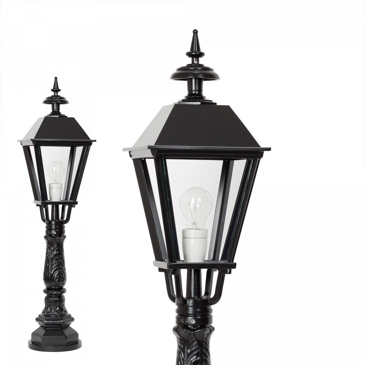 Lampe de jardin sur pied Salford avec lanterne carrée