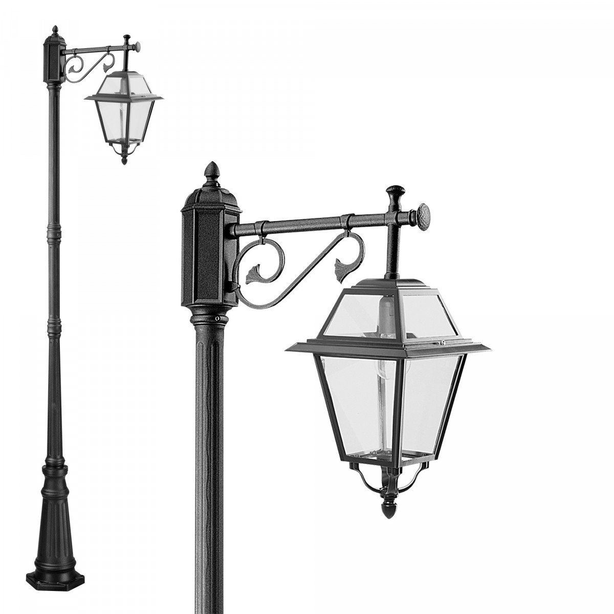 Lampadaire de jardin avec lanterne carrée pendante Sittard (7191) de KS Lighting