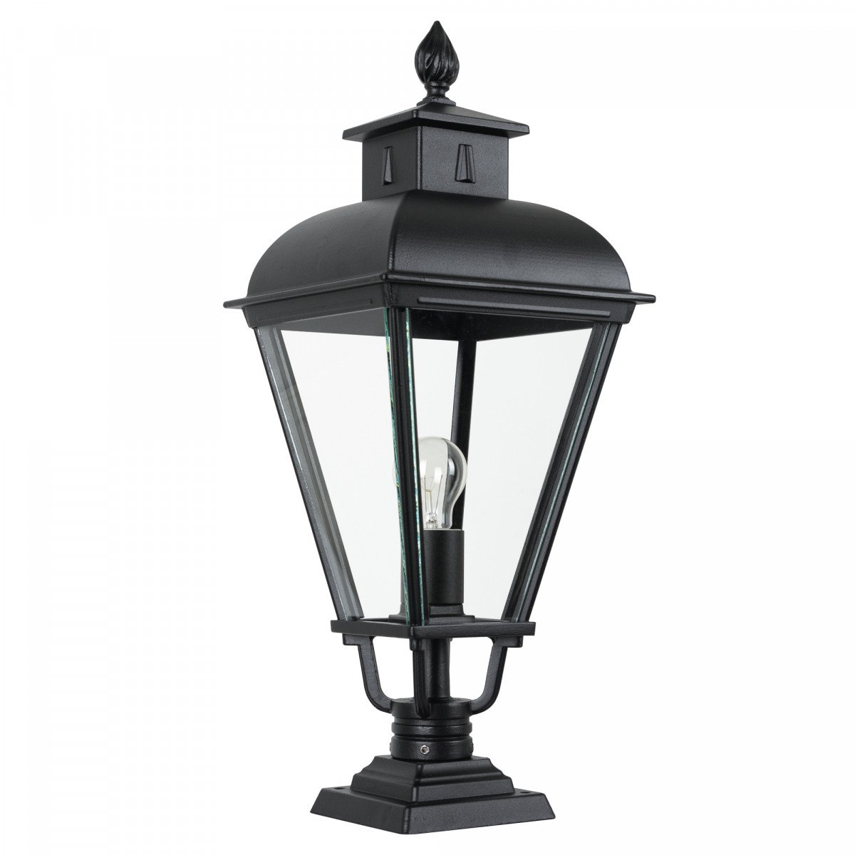 Vondel Pedestal lampe d'extérieur à piédestal en aluminium de couleur noire et de style champêtre classique