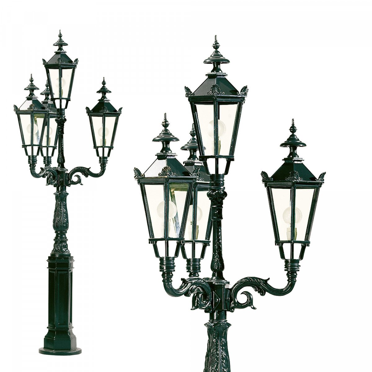 Miami Éclairage extérieur KS (302) à quatre têtes. Lanternes hexagonales. 