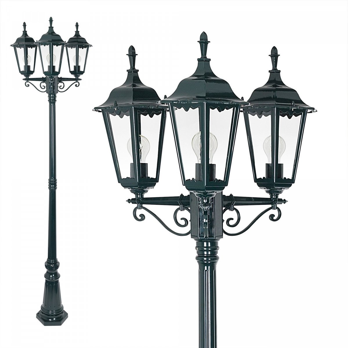 Grand lampadaire Ancona (7233dn2) classique avec ampoule LED et capteur jour et nuit  