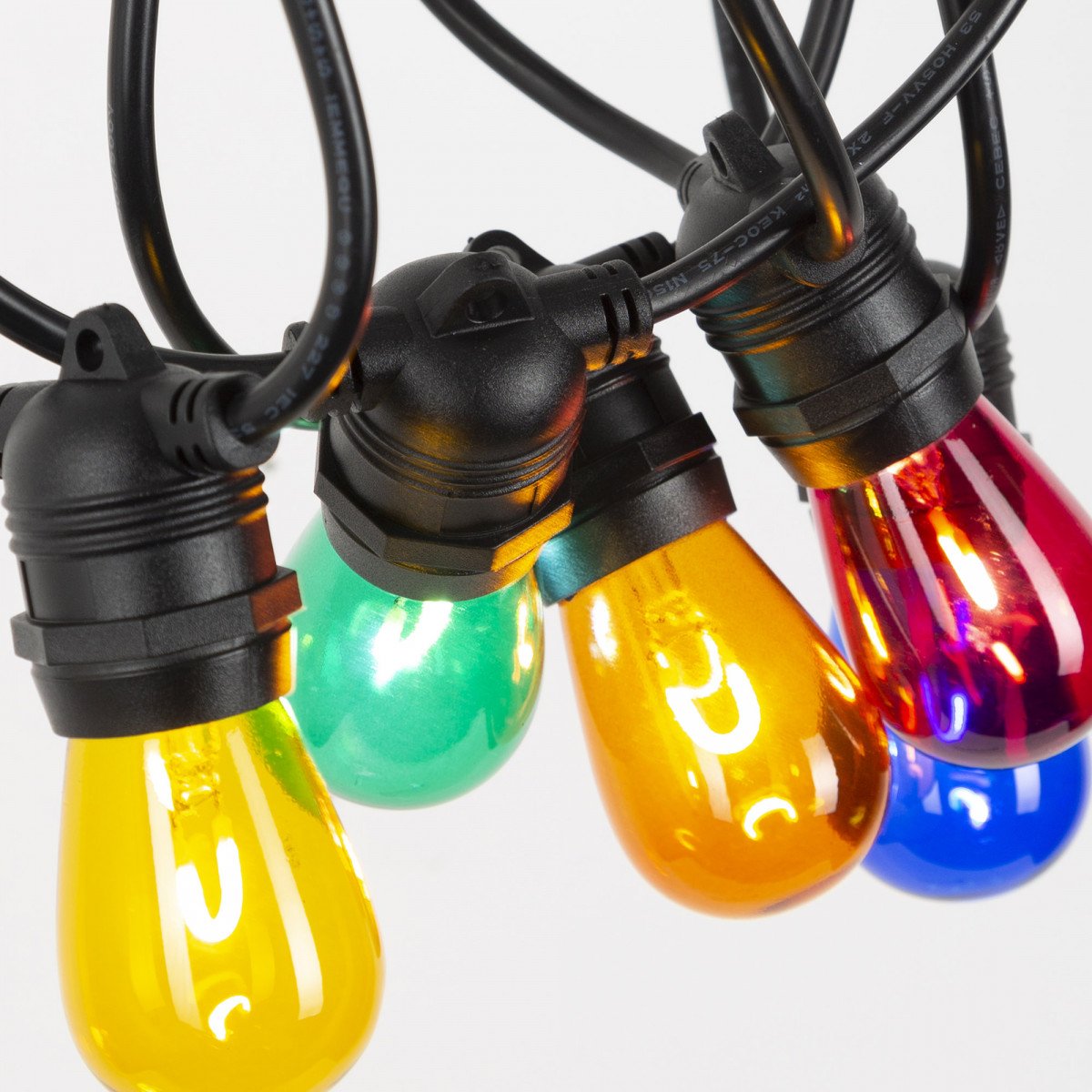 Guirlande lumineuse couleurs Patio 30 m (3x6868) LED inclus 36 ampoules-boules de couleurs | Nostalux.fr