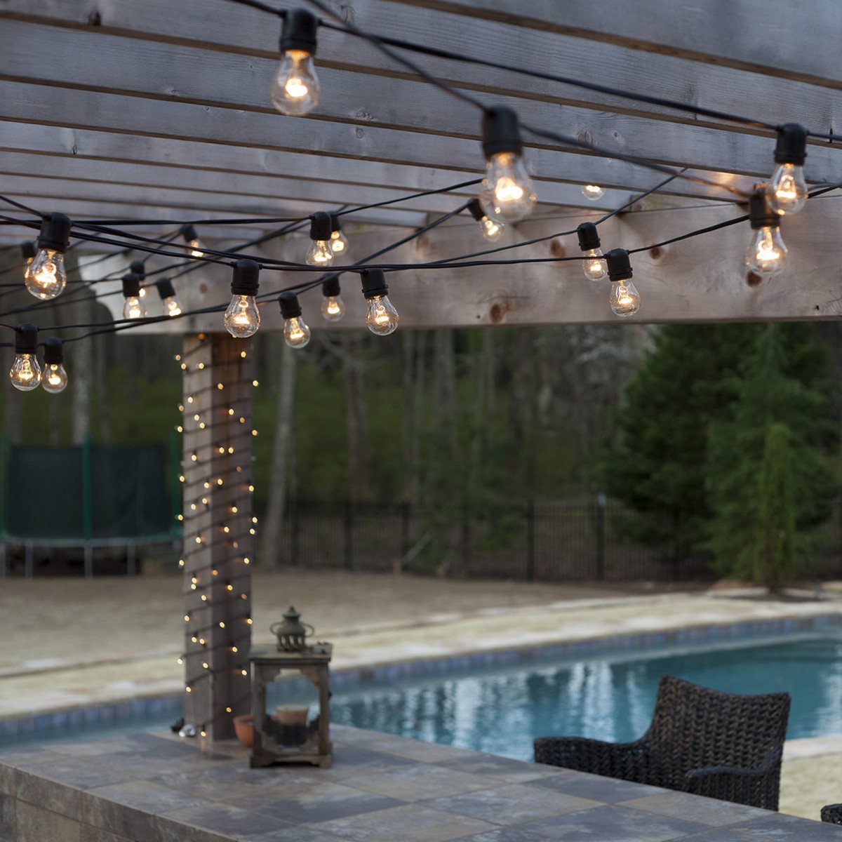 Cordon lumineux LED transparent Patio (3x6869) 60 m, éclairage festif - 72 culots | Nostalux.fr