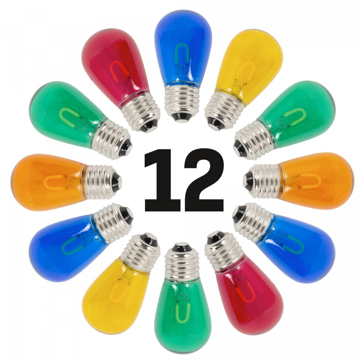 12 ampoules x 1 watt Éclairage festif LED en couleurs 