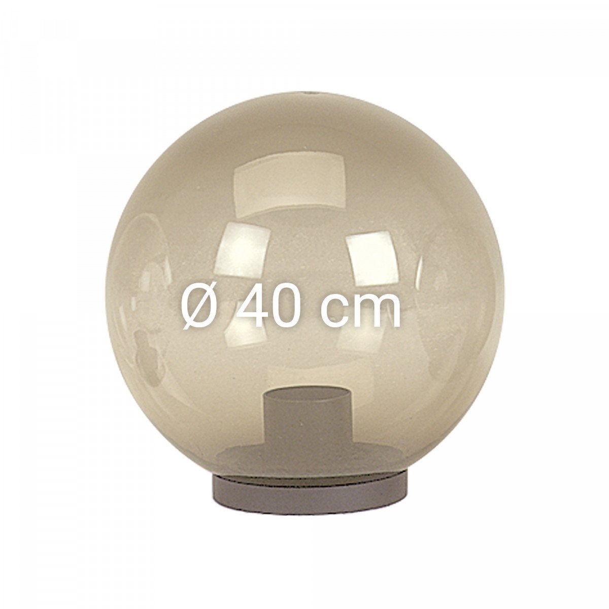 Globe transparent fumé de 40 cm de diamètre avec collerette (3684) 