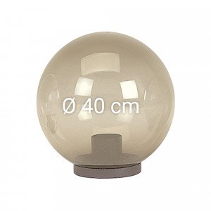 Globe transparent fumé de 40 cm de diamètre avec collerette (3684) 