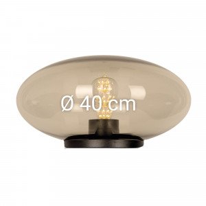 Globe ellipse transparent fumé (3805) 40 cm de diamètre avec collerette 