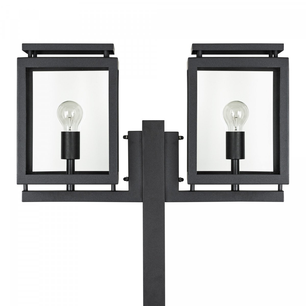 Lampadaire de jardin épuré, noir, modèle Vecht 2-lumières, deux douilles E27 (KS-Lighting)
