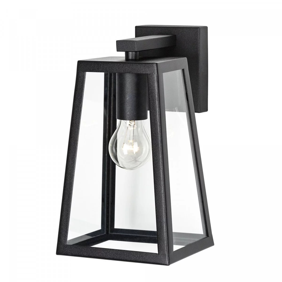 Applique Lanterne Murale Extérieure Rectangle - Luminaire Jardin Métal Noir Avec Verre - IP44 - Éclairage Terrasse, Entrée, Véranda - Ampoule E27 Non Incluse