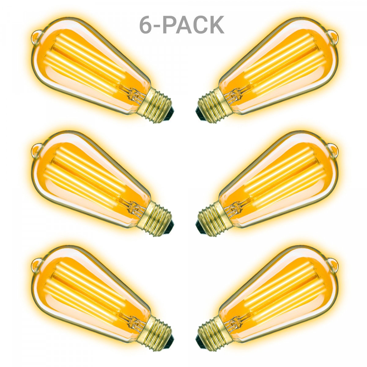 Pack Edison de 6 ampoules Classic Gold LED 4W (6x3857) filament carbone | Nostalux.fr